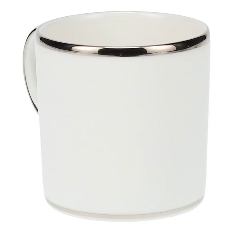 White ceramic coffee cup with platinum rim0.8L