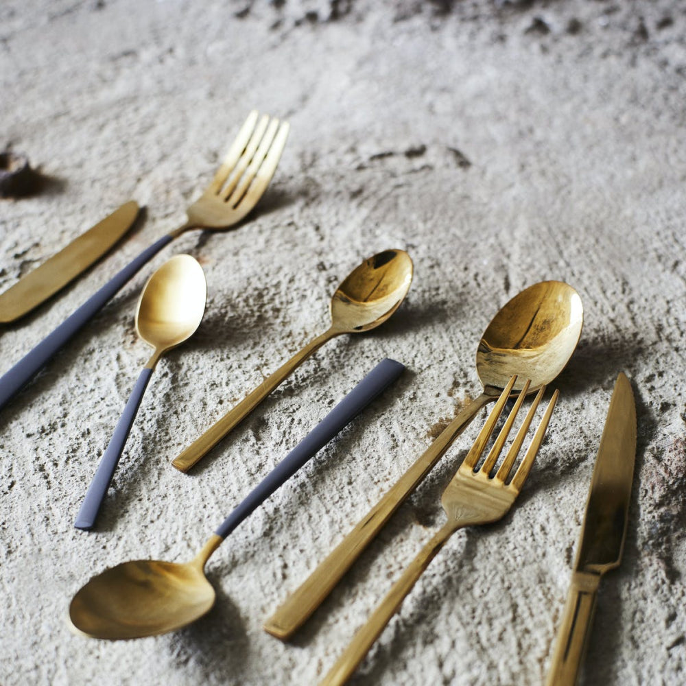Dipped Grey and Gold Cutlery Set, 4 Pieces