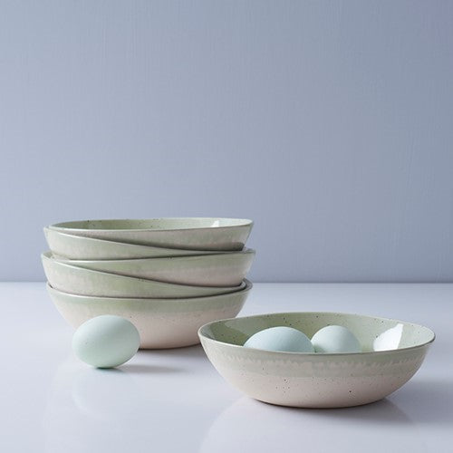 Set of 6 bowls, Dia17.5cm, Blush & Blue, light green