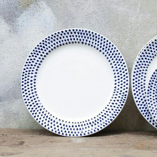 Dinner plate, 28cm, Cream And Indigo