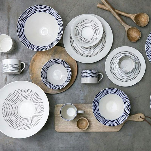 Dinner plate, 28cm, Cream And Indigo