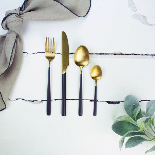 Dipped Grey and Gold Cutlery Set, 4 Pieces