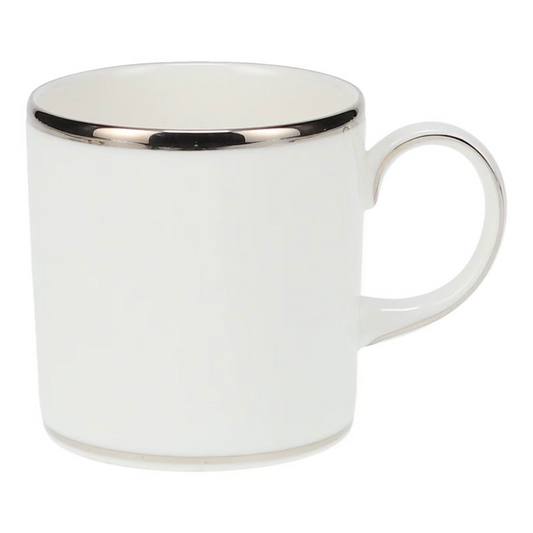 White ceramic coffee cup with platinum rim0.8L