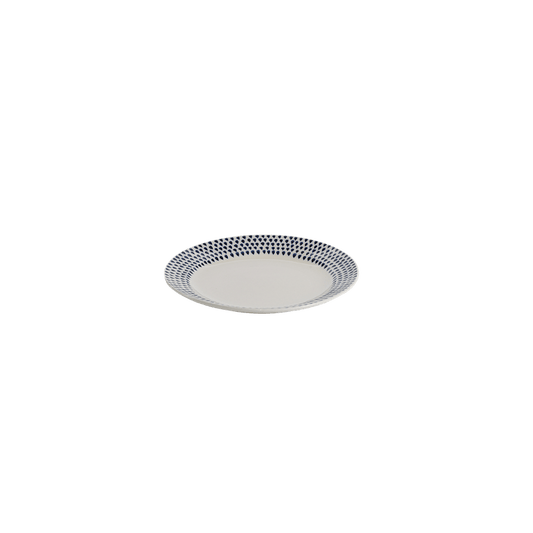 Side plate, 22.5cm Indigo Drop, cream and indigo